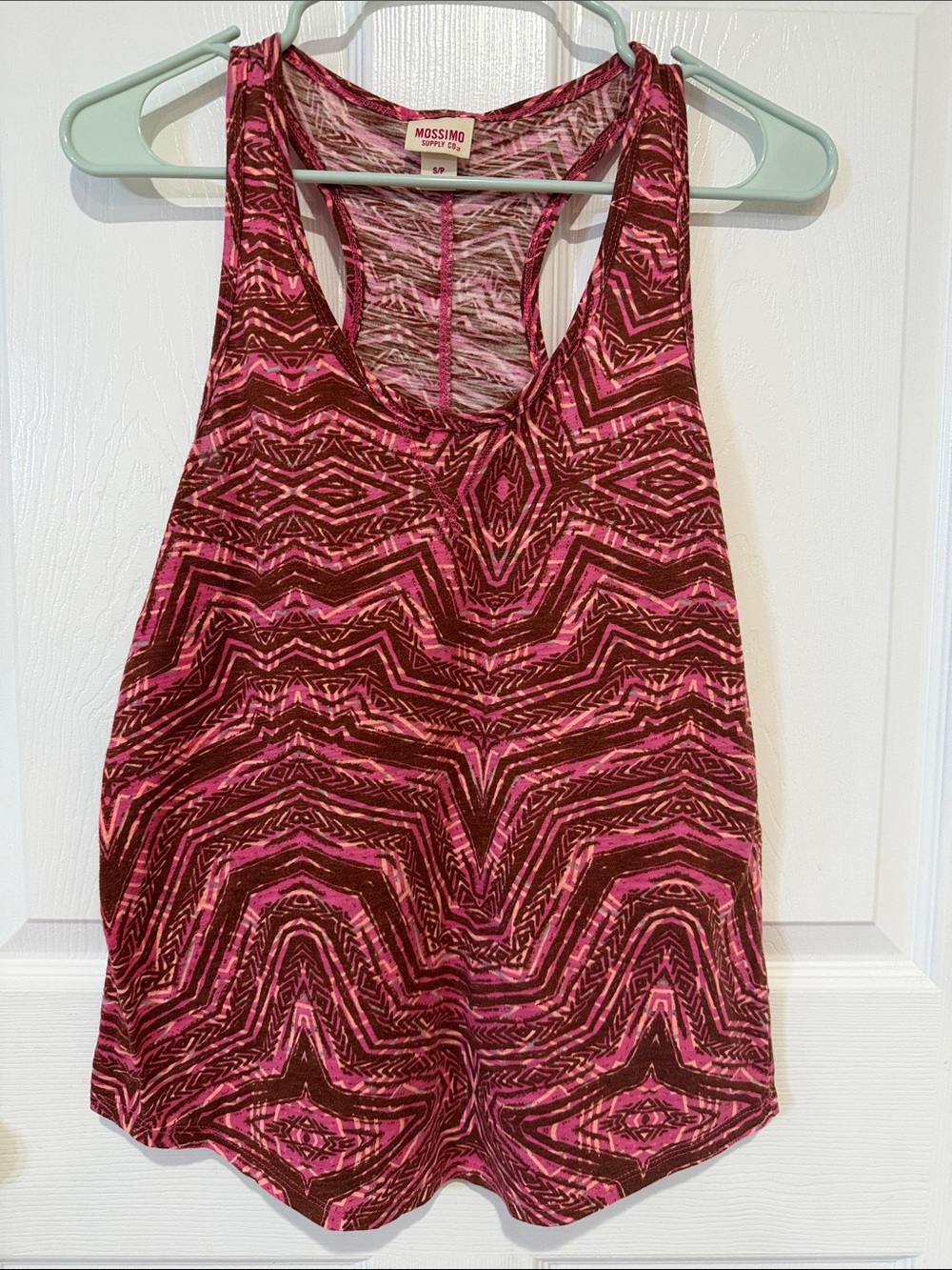 Mossimo Supply Co. Pink & Brown Geometric Racerback Tank Size S/P